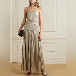✨HP✨ Jonathan Simkhai Daisy Cutout Plisse Maxi Dress Metallic